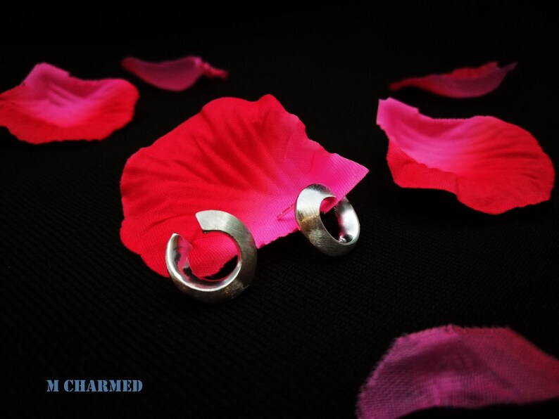 Niche Studs,E52 Party Jewelries Brushed Silver Studs Irregular Ring Studs Feminine Studs Texture Sterling Silver Studs Daily Studs