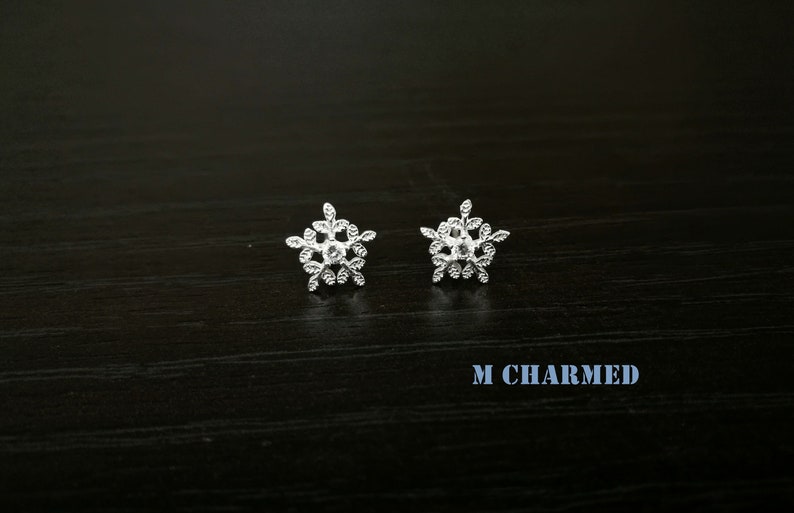 Gift for Her Dainty Studs,E17 Minimalist Studs Film Frozen Stud Feminine Studs Sterling Silver Studs Tiny Snowflake Studs Modern Stud