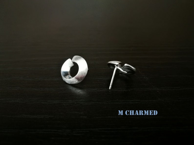 Niche Studs,E52 Party Jewelries Brushed Silver Studs Irregular Ring Studs Feminine Studs Texture Sterling Silver Studs Daily Studs