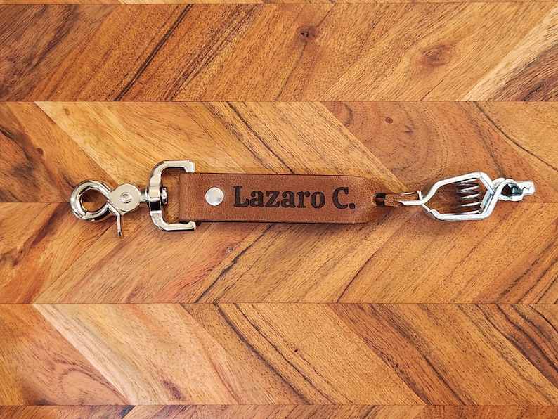 Laser engraved leather glove clips, personalized glove clip image 9