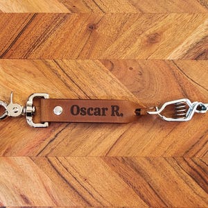 Laser engraved leather glove clips, personalized glove clip image 8