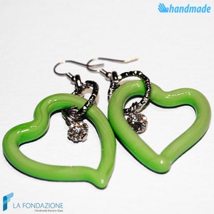 Heart Point Light Earrings of various colors in Murano glass handmade