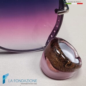 Rotto Rose' Gold Band Ring met handgemaakte Murano glazen aventurijn en geschenkdoos
