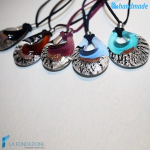 Broken silver drop pendant in Murano glass
