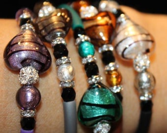 Cupid bracelet with gold or silver and a gift box, jewelry handmade in venetian Murano glass Italy perfect for birthday
