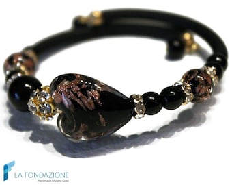 Valentino Black Bracelet, jewelry handmade in venetian Murano glass Italy, perfect for valentine's day and mothers day gift