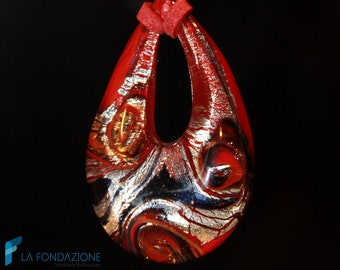 Lava Vortex Drop Pendant handmade in Murano glass