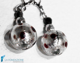 Iron Pois Dangle Earrings with gift box, jewelry handmade in venetian Murano glass Italy perfect for birthday
