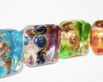 Ice Aquarium Cube Ring - jewelry handmade in venetian Murano glass Italy