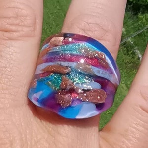 Chakra band ring with aventurine and gift box, jewelry handmade in venetian Murano glass Italy perfect for birthday and mothers day gift