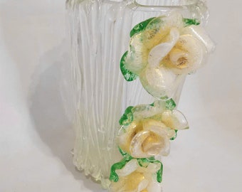 Glass Vase Flower, Venetian Gift for Collectors handmade Murano glass Italy perfect for wedding gift