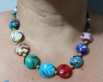 Fenicio Primavera Halskette mit handgefertigtem Aventurin aus Muranoglas