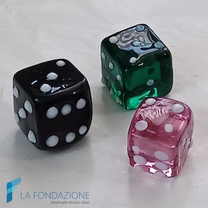 Set 4 dadi da gioco in vetro di Murano fatti a mano