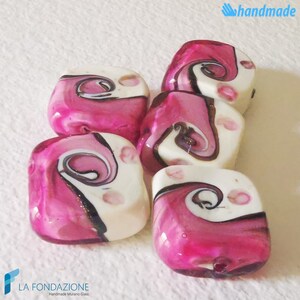 Maui Fucsia beads with aventurine, multiple packs, jewelry handmade in venetian Murano glass Venice Italy