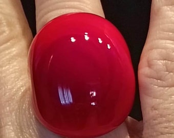 Full Color Red band ring with gift box, jewelry handmade in venetian Murano glass Italy perfect for birthday, valentines gifts