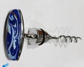 Blue decorated corkscrew with aventurine and glass, Phoenician collection - Venetian Gift for Collectors handmade Murano glass Italy