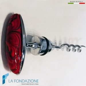 Lava metallic corkscrew decorated in red Murano glass and aventurine, Phoenician collection - Venetian Gift for Collectors or wedding gifts