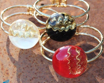Burano bracelet with gold and gift box, jewelry handmade in venetian Murano glass Italy