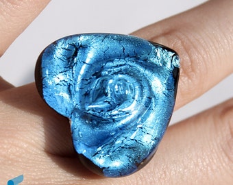 Heart Sea – Handmade Murano glass band ring made in Venice Italy