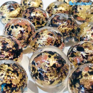 Gold Sphere Pearls with Aventurine 12 mm, jewelry handmade in venetian Murano glass Italy perfect for birthday