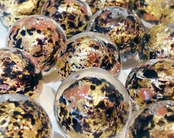 Gold Sphere Pearls with Aventurine 12 mm, jewelry handmade in venetian Murano glass Italy perfect for birthday