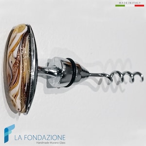 Caramel corkscrew decorated with aventurine and glass, Phoenician collection - Venetian Gift for Collectors handmade Murano glass Italy