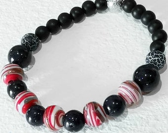 Bracelet Zanzibar en Noir avec aventurine en verre de Murano et Argent fait main avec coffret cadeau