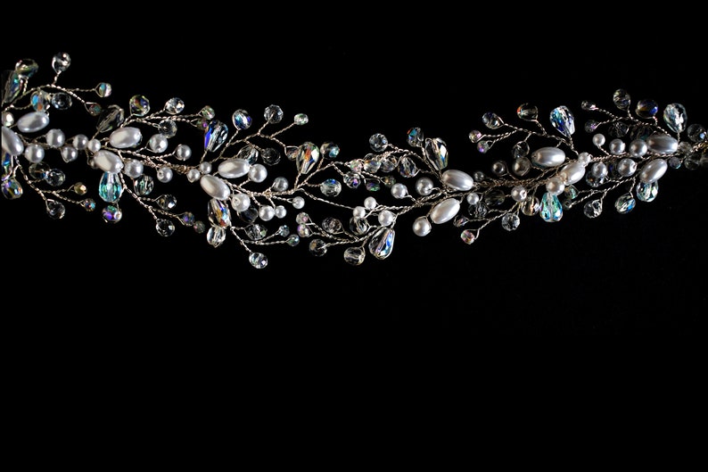 Hair Jewelry Tiara Bridal Wedding Headpiece Beads White