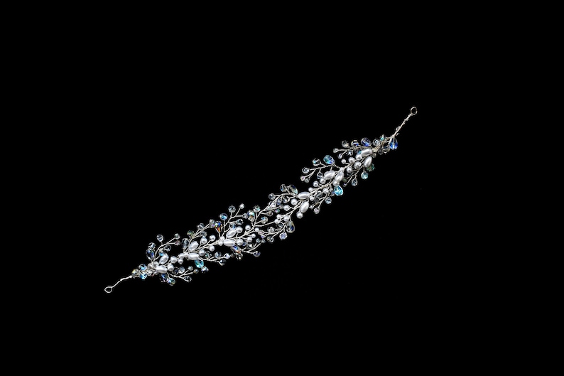 Hair Jewelry Tiara Bridal Wedding Headpiece Beads White