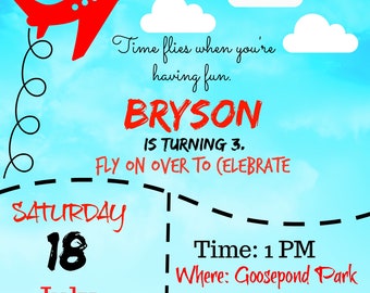 airplane birthday invitation etsy