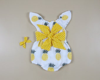 baby girl clothes baby romper baby girl romper baby girl outfits yellow pineapple toddler romper 1st birthday outfit girls romper boho