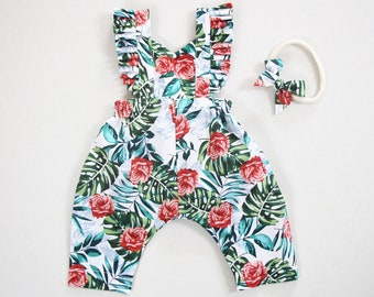 Baby Girl Rose Jumpsuit, Harem Pants Outfit