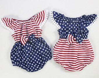 4th of july baby girl clothes, baby girl outfit, first fourth of july birthday outfit, baby girl romper Memorial day romper, newborn romper