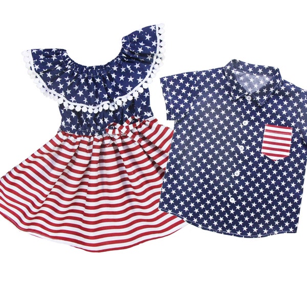 matching 4th of july outfits for siblings matching 4th of july shirts brother sister matching outfits girls dress ruffle collar outfit