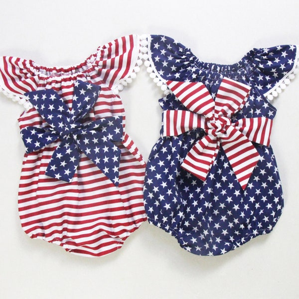 Tenues de bébé fille du 4 juillet, vêtements de bébé fille, tenue d’anniversaire du 4 juillet, quatrième juillet petite fille romper patriotique, pantalon de nouveau-né