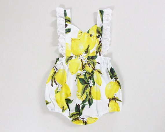 Lace Baby Girl Outfit Lemon Baby Girl Clothes Yellow Baby Romper