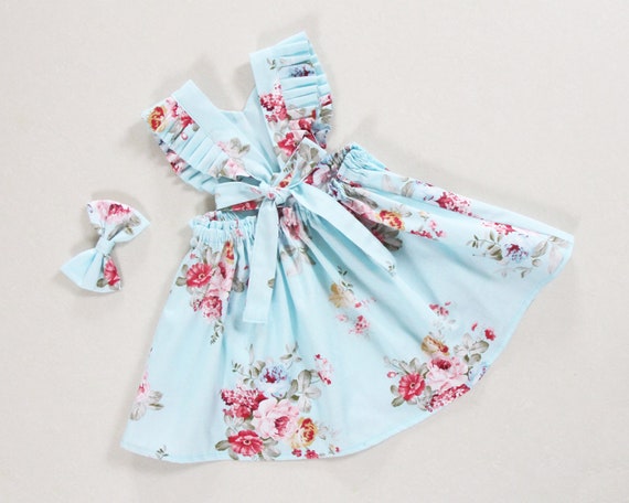 baby girl blue floral dress