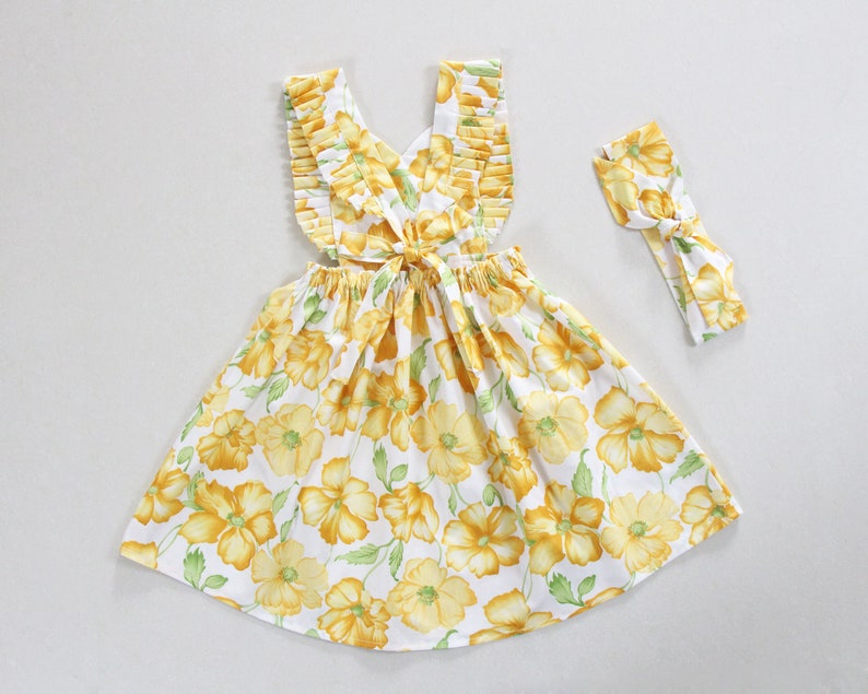daffodil baby girl dresses yellow little girls dresses cake smash dress first birthday dress apron dress pinafore dress yellow baby dress