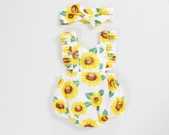 sunflower baby romper