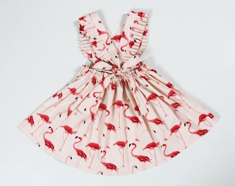 Flamingo Red Dress Little Girls Dresses Baby Girl Dresses Pinafore Dress Baby Dress Apron Dress Flamingo Birthday Dress Sundress for Girls Etsy