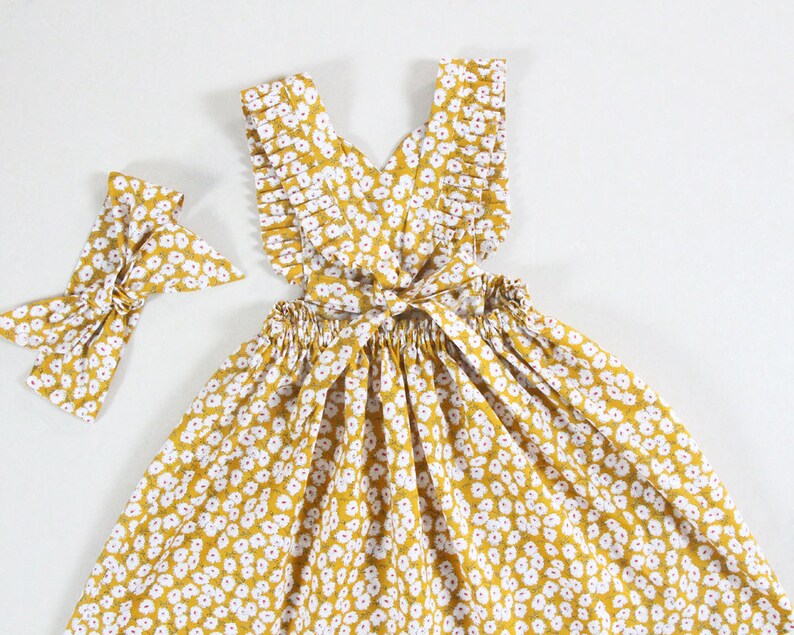 Mustard baby girl dresses fall little girls dresses hunny bee Etsy