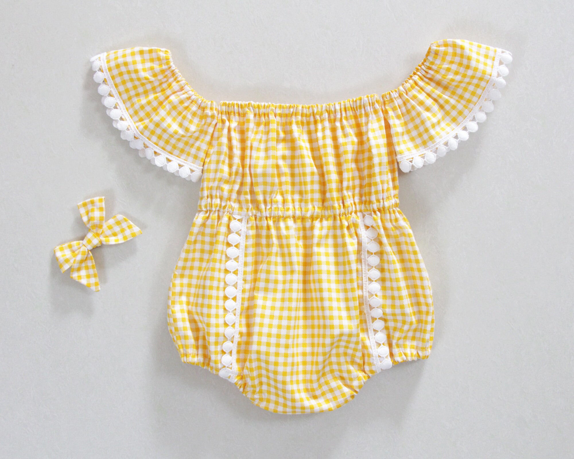 Off the shoulder baby romper hot sale