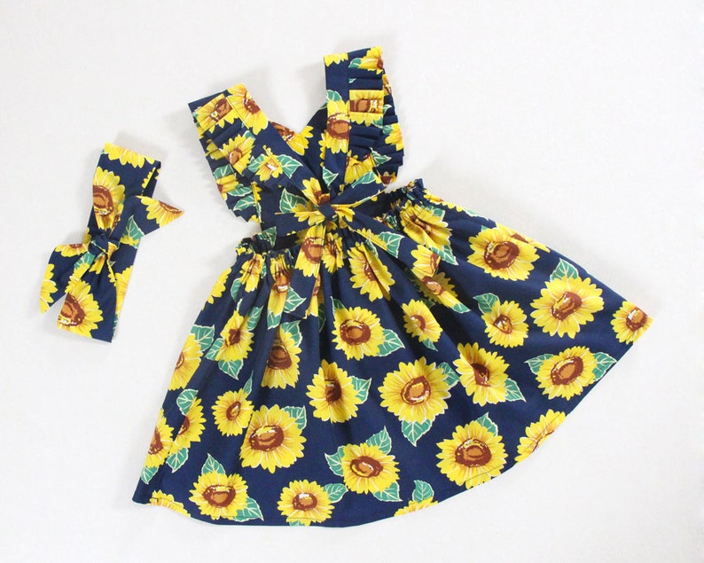 Sunflower navy dress baby girl dresses little girls dresses Etsy