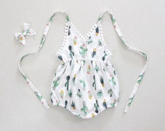 cactus baby girl clothes baby girl romper baby girl outfits 1st first birthday outfit green romper girls romper baby girl gift boho romper