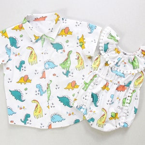 dinosaur brother sister matching outfits big brother little sister matching ruffle collar family outfits shirts matching sibling outfits