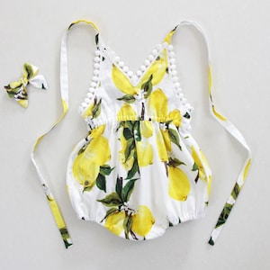 yellow lemon baby girl clothes yellow baby girl romper baby girl outfits first birthday outfit girls romper baby girl gift boho romper