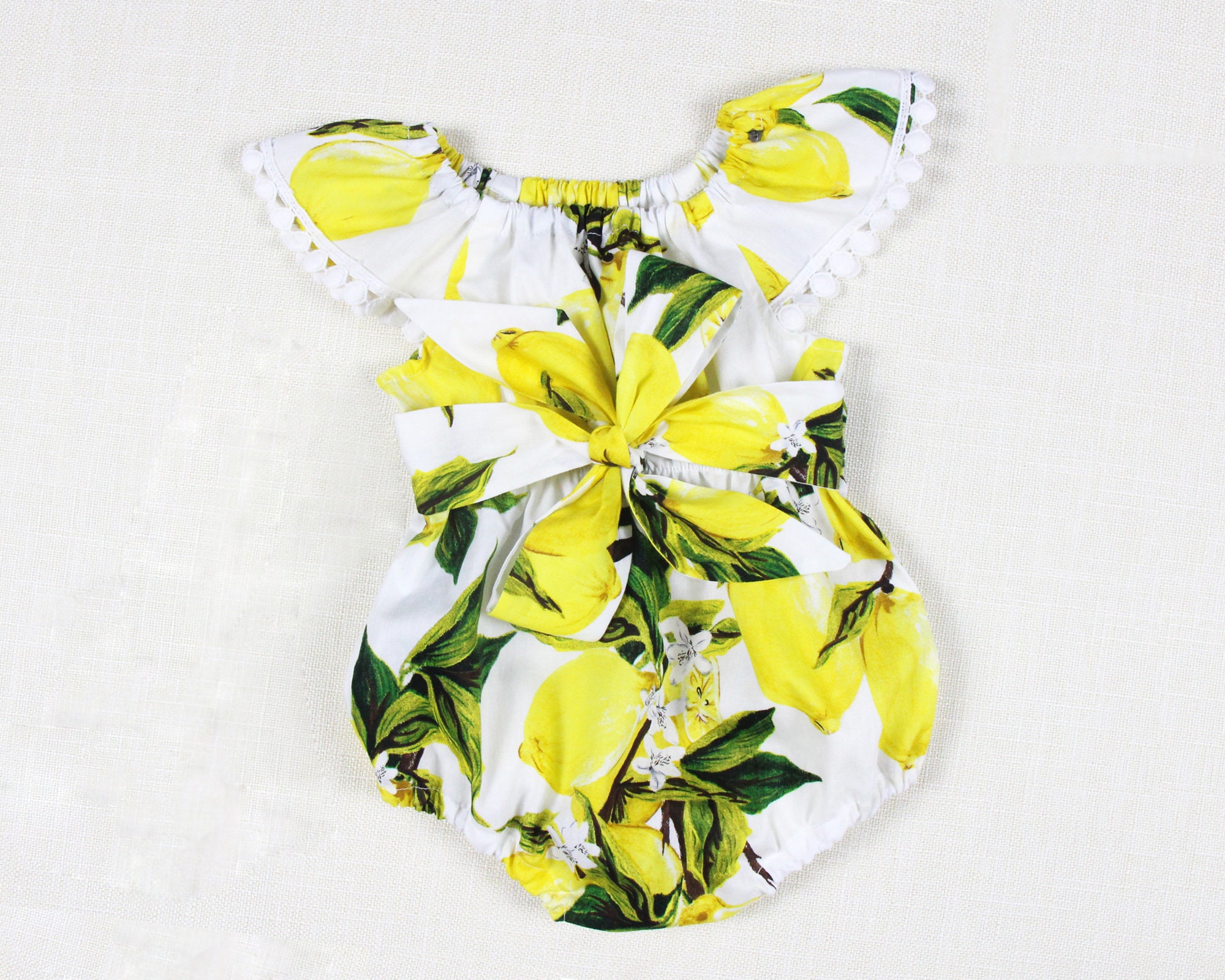 Lemon Print Baby Romper: Cotton Summer Outfit, First Birthday