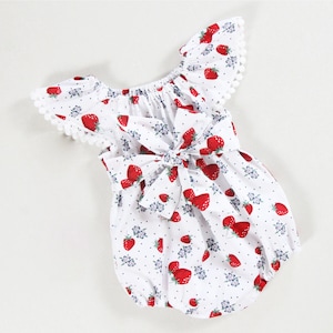 strawberry baby romper baby girl romper baby girl clothes red baby girl outfits 1st birthday outfit girls romper baby bodysuit boho romper