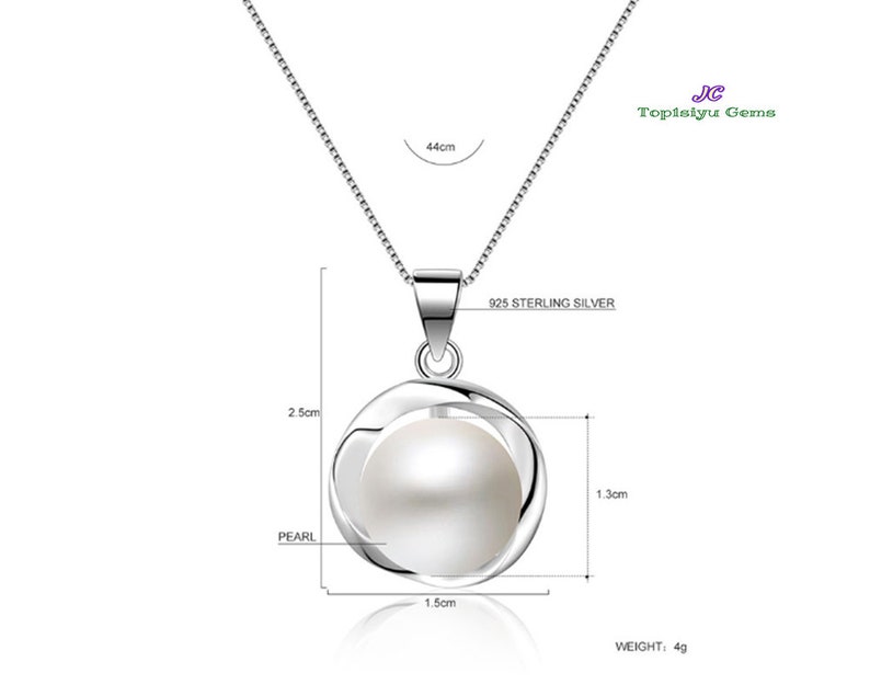 Sterling Silver White Freshwater Pearl Pendant Necklace Dainty Necklace With Velvet Pouch