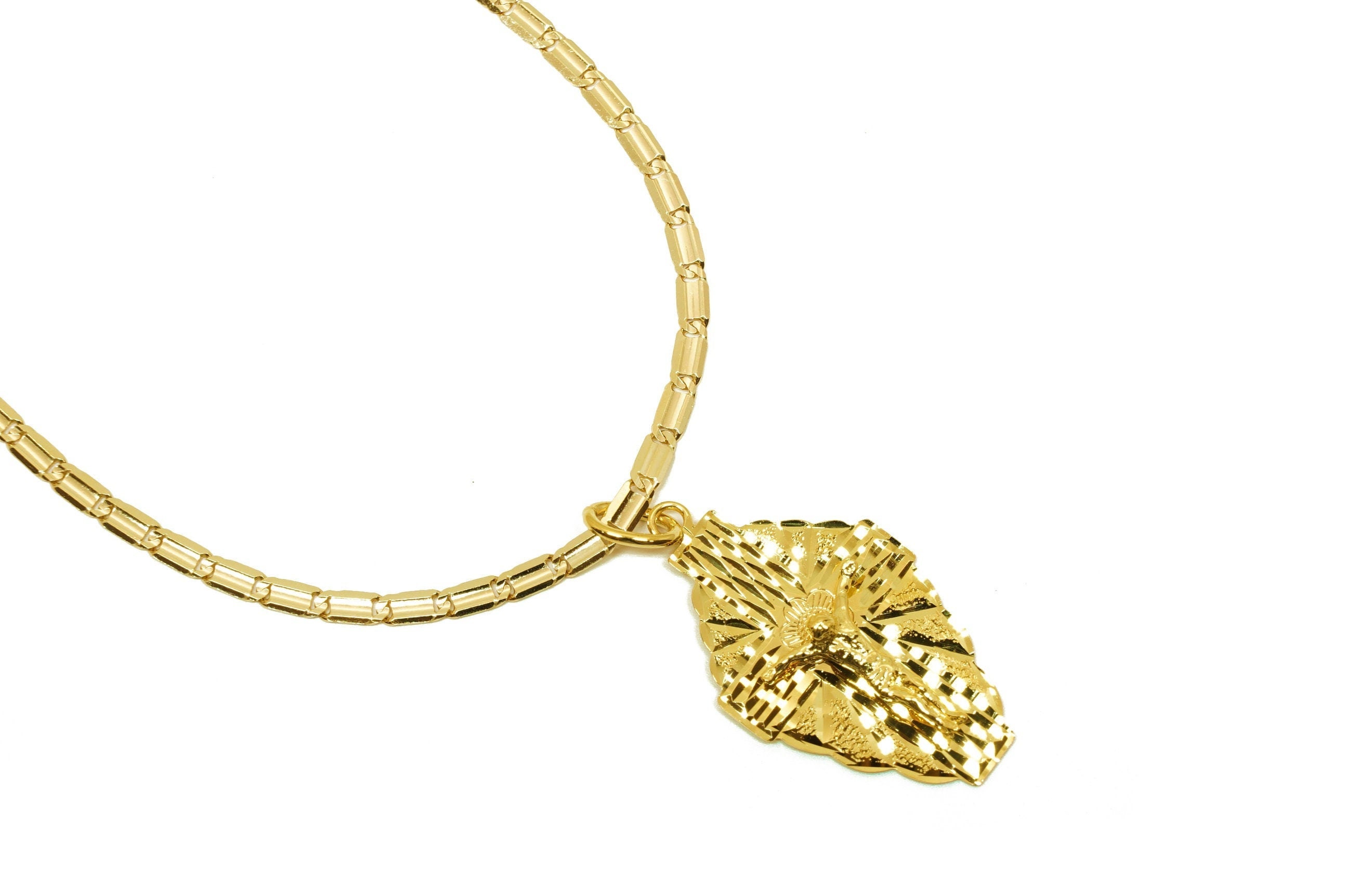 Solid 14K Medium Spanish Cross Pendant Necklace Etsy